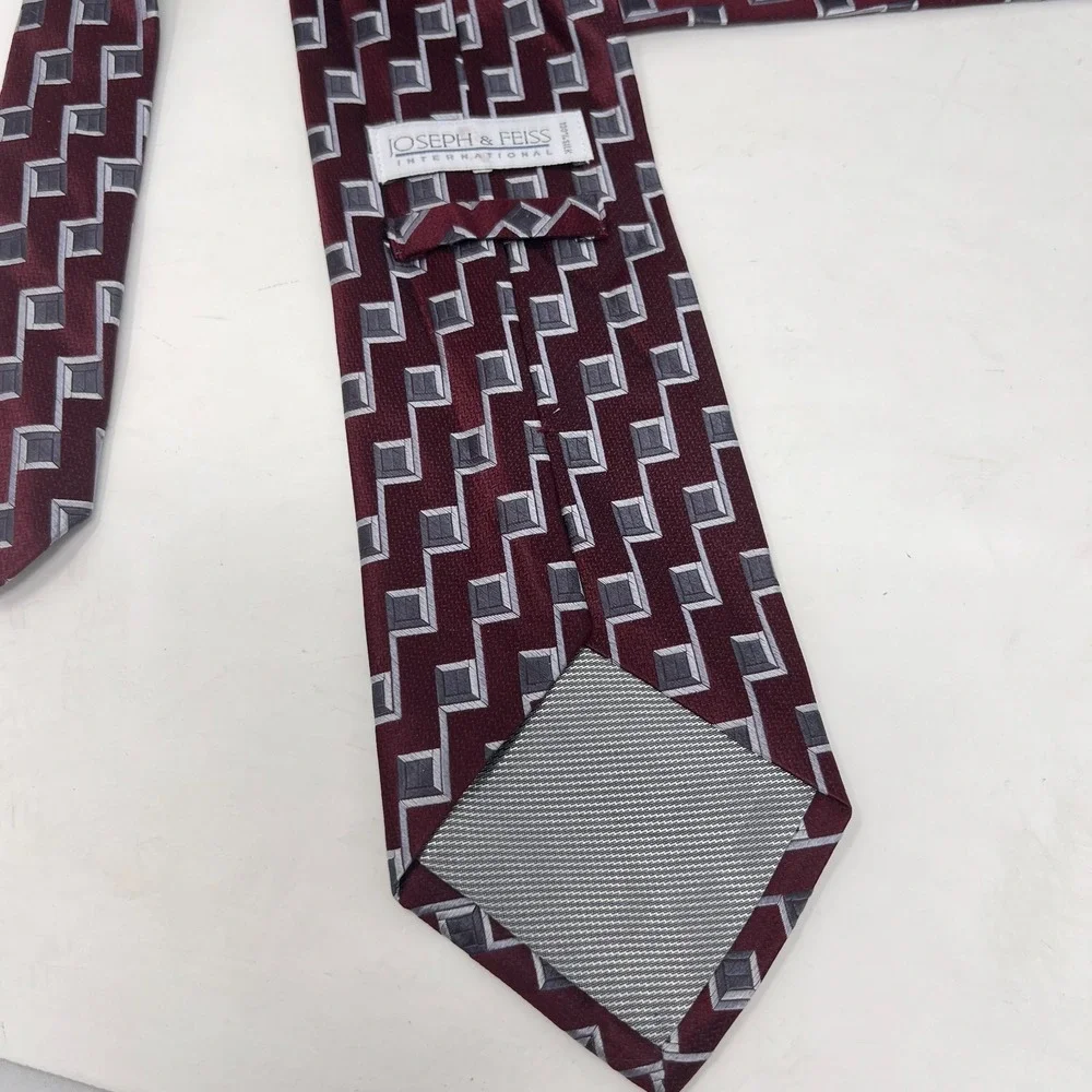 Joseph & Feiss International 100% Silk Men's Tie Geometric X-Long‎